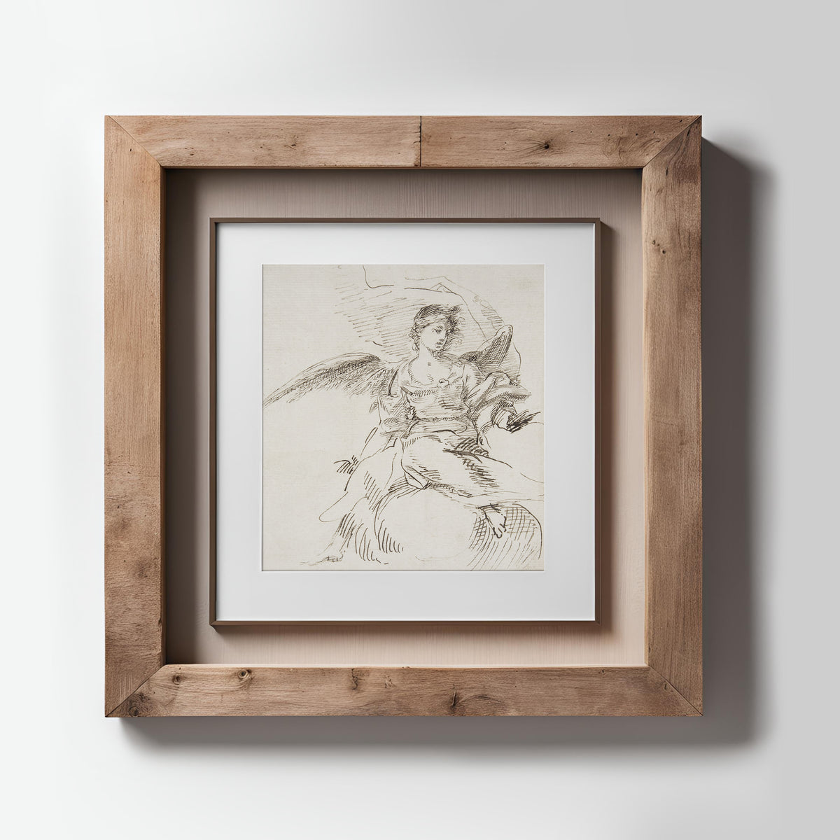 Antique Sketch Angel in the Clouds Fine Art Print