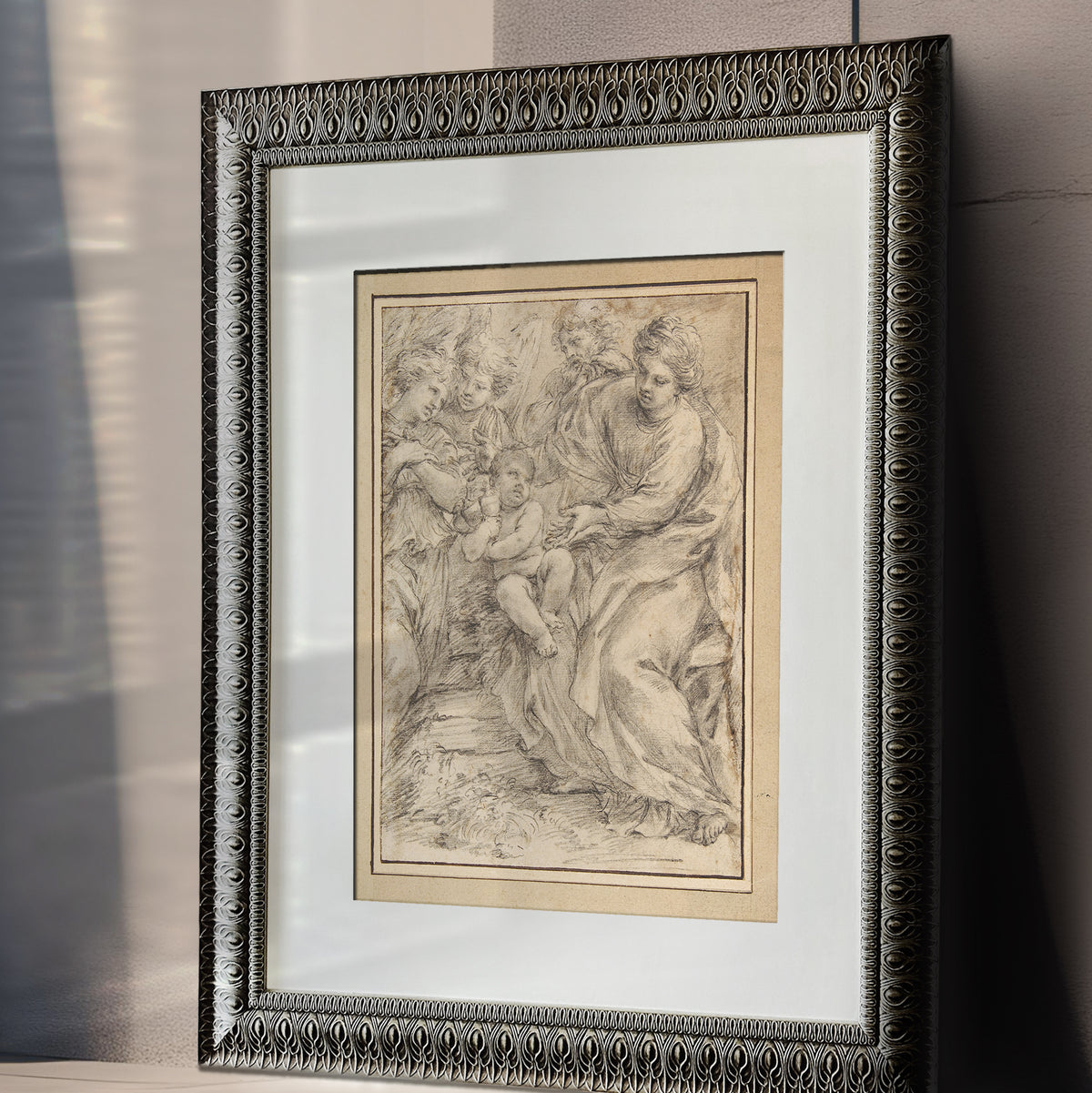 Antique Cream Holy Family Angel Fine Art Print