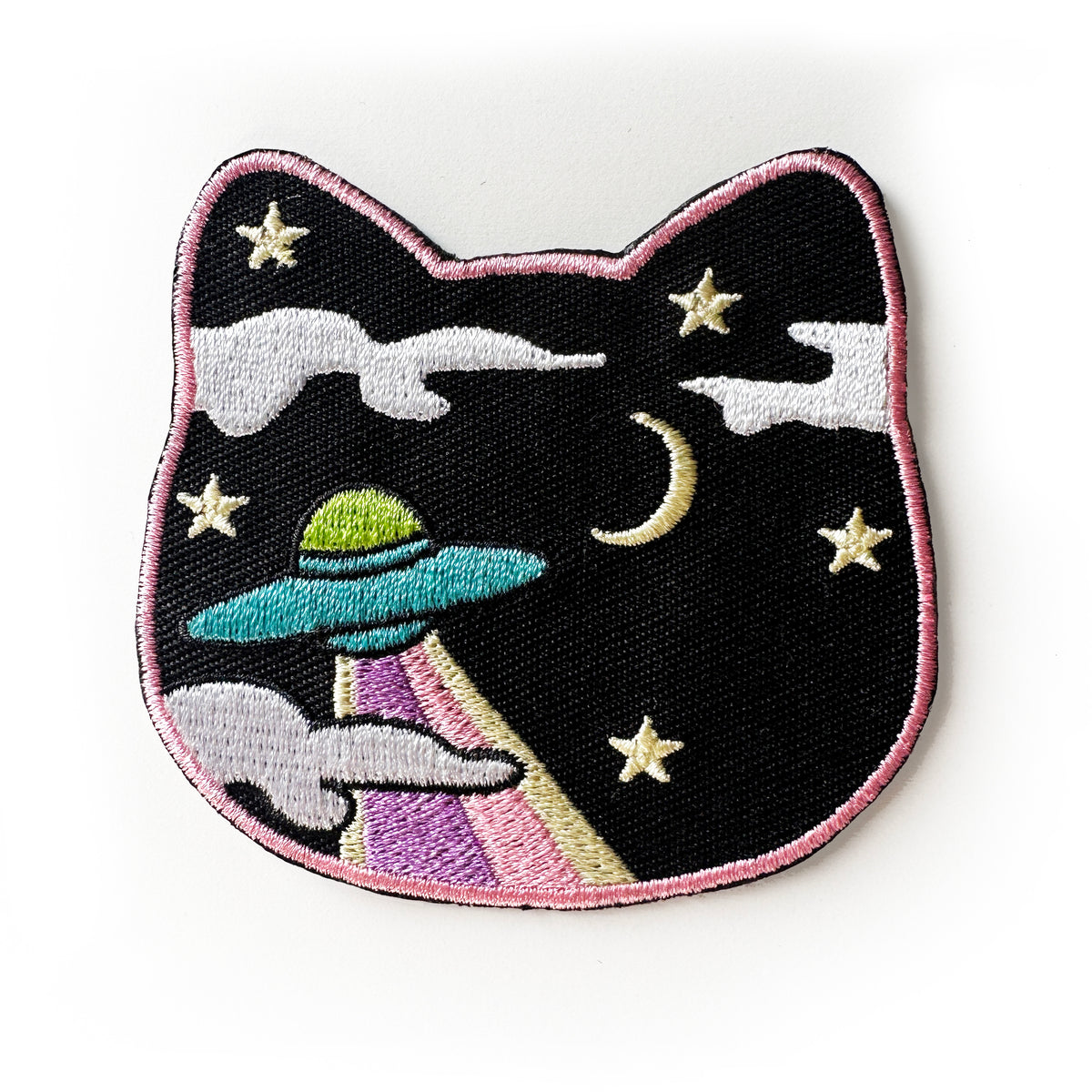 Space Cat Cute UFO Iron On Patch