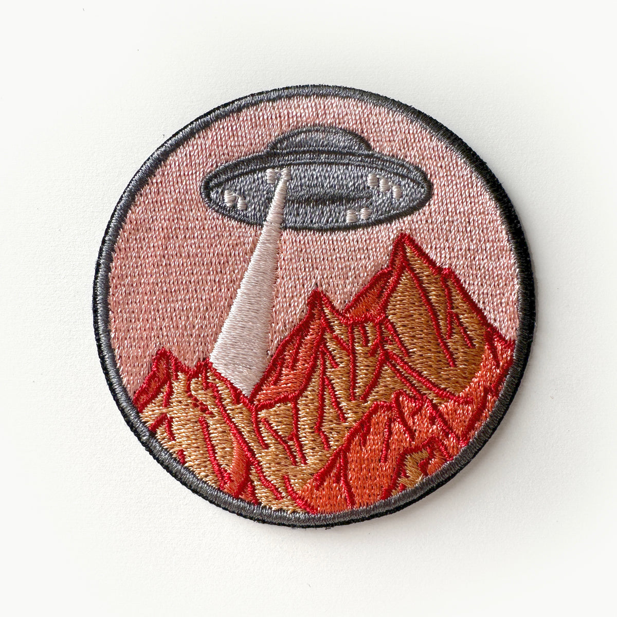 Mountain UFO Vintage Retro Iron On Patch