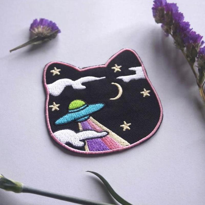 Iron on Patch Space UFO Cactus Desert Mountain Patches 